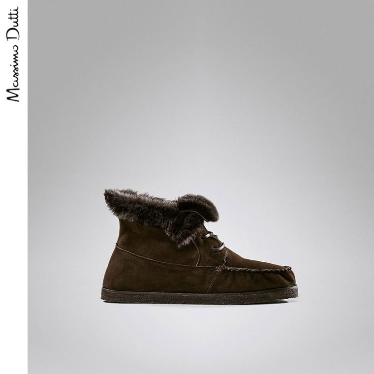 Massimo Dutti 女鞋 限量版羊皮毛料短靴 18021021707