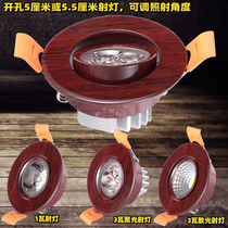 Spot light Chinese LED hole light Mahogany pattern embedded concealed light Ceiling ceiling light 5cm 5 5cm hole spot light