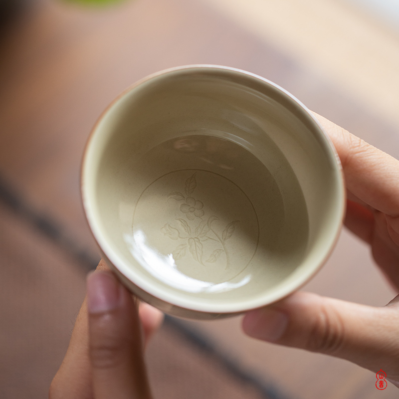 Sprawling hand cup jingdezhen up a fold flowers pressure checking ceramic cups masters cup kung fu tea set