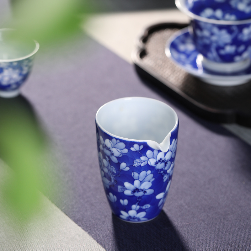 Mountain sound reasonable yulan sea blue and white hand draw together a cup of tea cup tea ware jingdezhen ceramic kung fu tea set