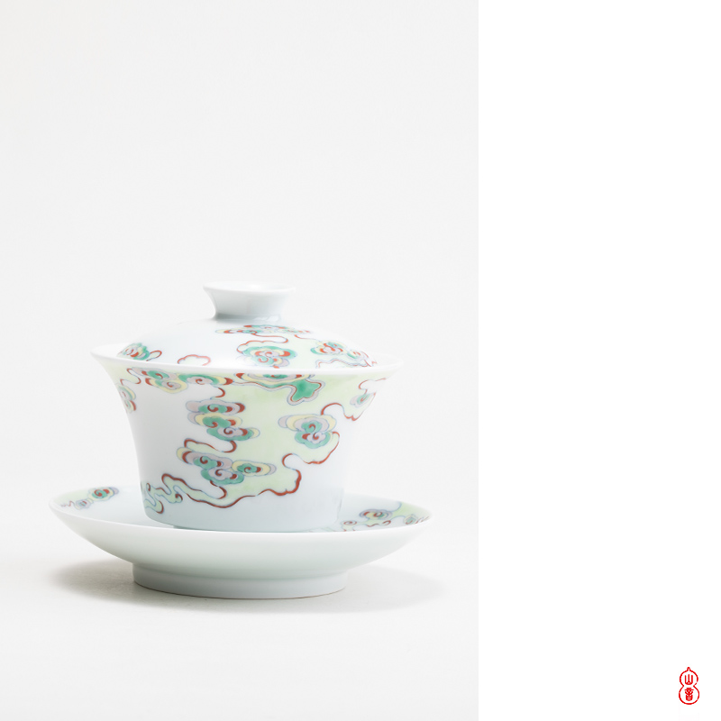 Qin Qiuyan bucket color xiangyun tureen 200 ml bowl tea bowl of jingdezhen ceramic kung fu tea set three tureen