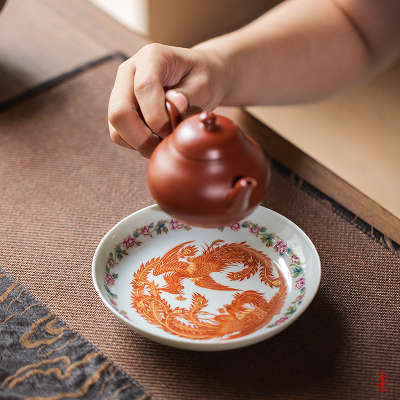 Right as wen - hua liu alum red figure pot bearing jingdezhen ceramic pot bearing kung fu tea set ceramic dry tea tray