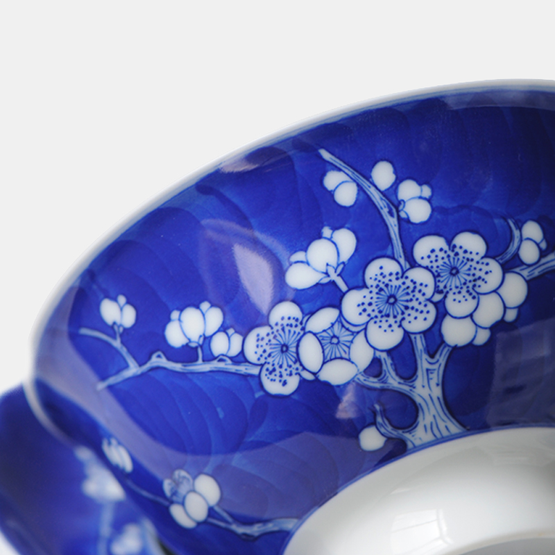 Ice may pure manual tureen large cups hand - made blue porcelain of jingdezhen ceramic tea set three tureen