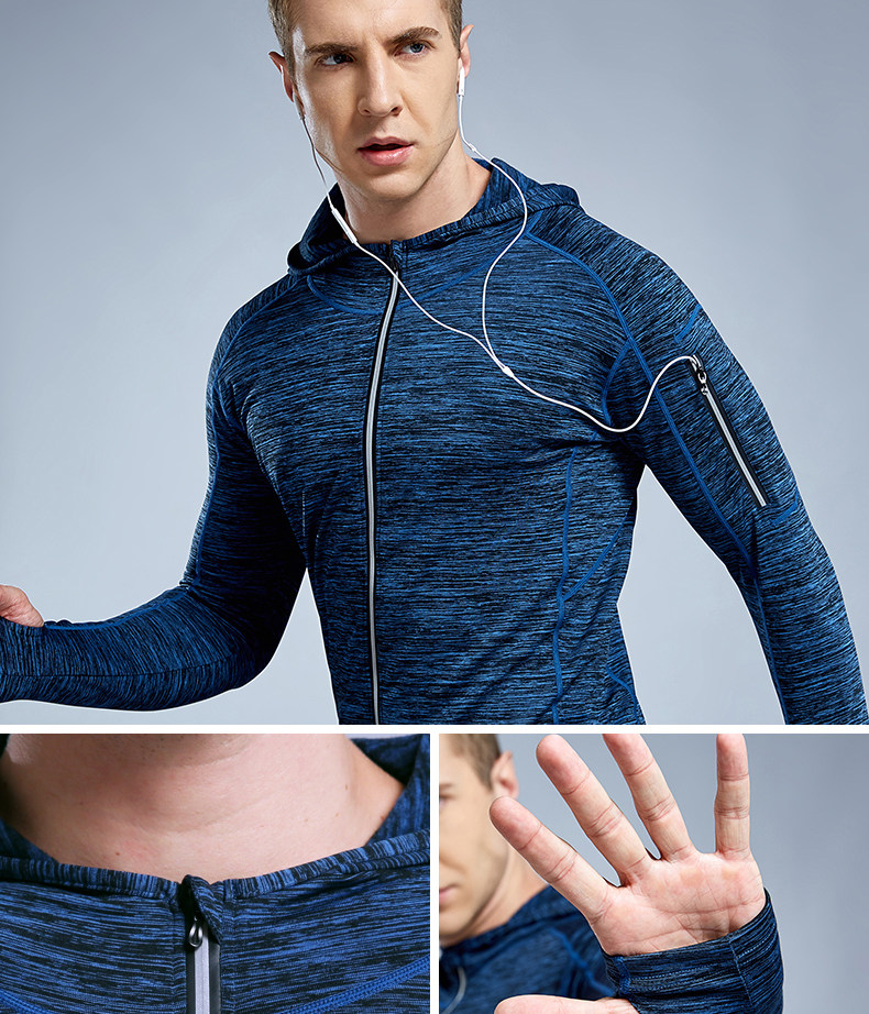 紧身衣男高弹跑步外套速干衣长袖运动上衣训练卫衣服春秋季健身服