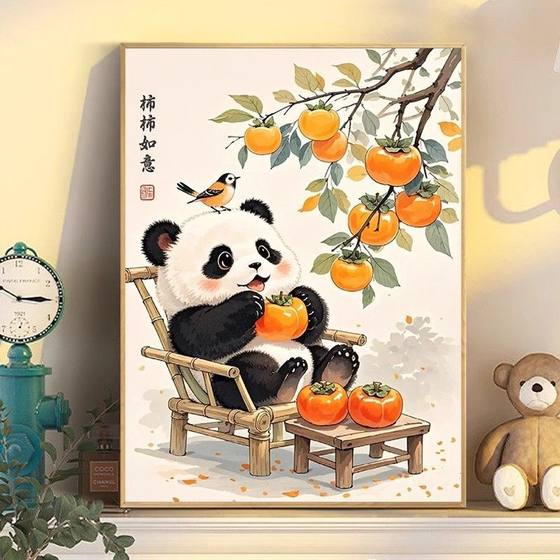 Persimmon Ruyi Cross Stitch 2025 New Panda 거실 고급 풀 자수 수제 DIY 자체 브로이드 작은 조각 Persimmon Ruyi Cross Stitch 2025 New Panda 거실 고급 풀 자수 수제 DIY 자체 브로이드 작은 조각