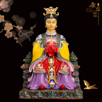 Pure copper painted Bixia Yuanjun bronze statue Taishan Niangniang goddess Tarzan Grandma pure copper home offering ornaments