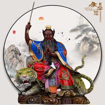 Taiwan Xiang Lion Pure Bronze Painted Riding Tiger Zhang Tianshi Statue Mount Zhang Daoling Zhengyi Grandmaster Taoist Ornament