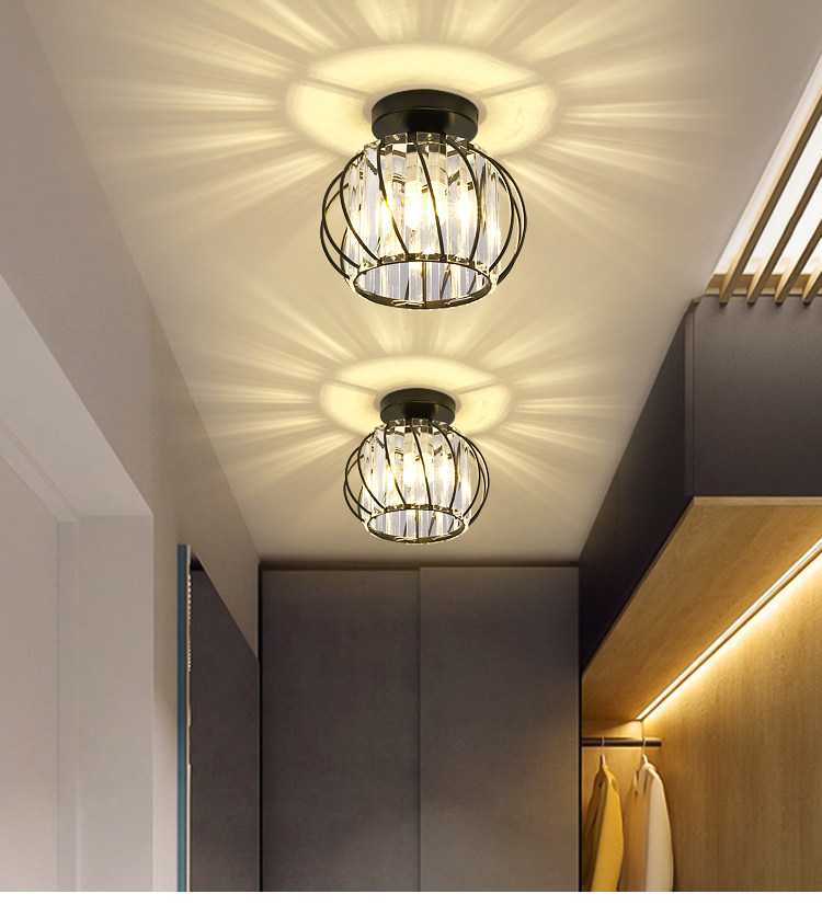 led轻奢水晶过道灯走廊灯简约现代小吊灯创意北欧阳台入户玄关灯