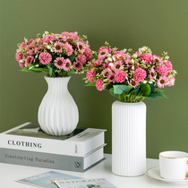 New artificial flower hydrangea small chrysanthemum plastic imitation porcelain vase flower arrangement decoration chrysanthemum flower art net red props photography