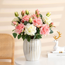 Moisturizing artificial flowers artificial flowers rose light luxury table flower arrangement Nordic decoration living room table decoration