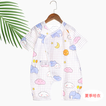 Baby cotton jumpsuit air-conditioning clothing men and women baby thin climbing clothing summer short-sleeved clothes childrens home clothing