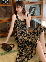 Salt belt skirt summer fried street sweet and spicy milk skirt ins gentle cool sleeveless floral skirt hanging