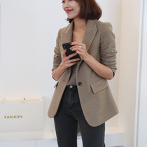 New small blazer womens autumn Korean version of slim and wild woolen short jacket temperament casual small suit