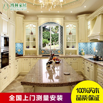 Bolin cabinet kitchen kitchen cabinet American red cherry gold solid wood cabinet custom overall cabinet custom