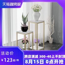 Flower rack Nordic wrought iron metal light luxury indoor living room flower rack Balcony shelf Floor-to-ceiling green dill flower pot rack