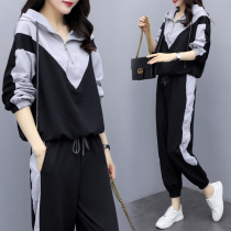 Large size womens two-piece set fat mm2021 new autumn Sports Leisure age slimming 200 Jin shirt