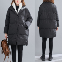 Big code Women in cotton clothes Fat mm Slim Medium Long style Autumn winter clothing jacket 2021 New tide Ocean Qi-reducing blouses