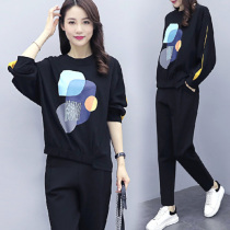 Large size womens fat two-piece suit foreign style thin 2021 New early autumn fat mm age-old sports shirt