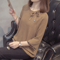 Large size womens sweater fat mm style spring and autumn 2021 new autumn wear age slim belly covered belly base shirt top