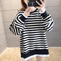 Big code womens clothing with loose foreign air 2022 The new spring loaded Korean version of the Han version is thin and the size of the belted blouse is reduced