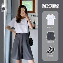 High Waist Shorts Woman 2022 Summer new 50% Pants Loose Straight Silo Taste Snow Spinning A Character Pants Large Size Western Dress Pants