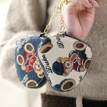 Wallet womens short 2019 Japan and South Korea version cartoon bear jacquard love wallet coin purse small fresh bag