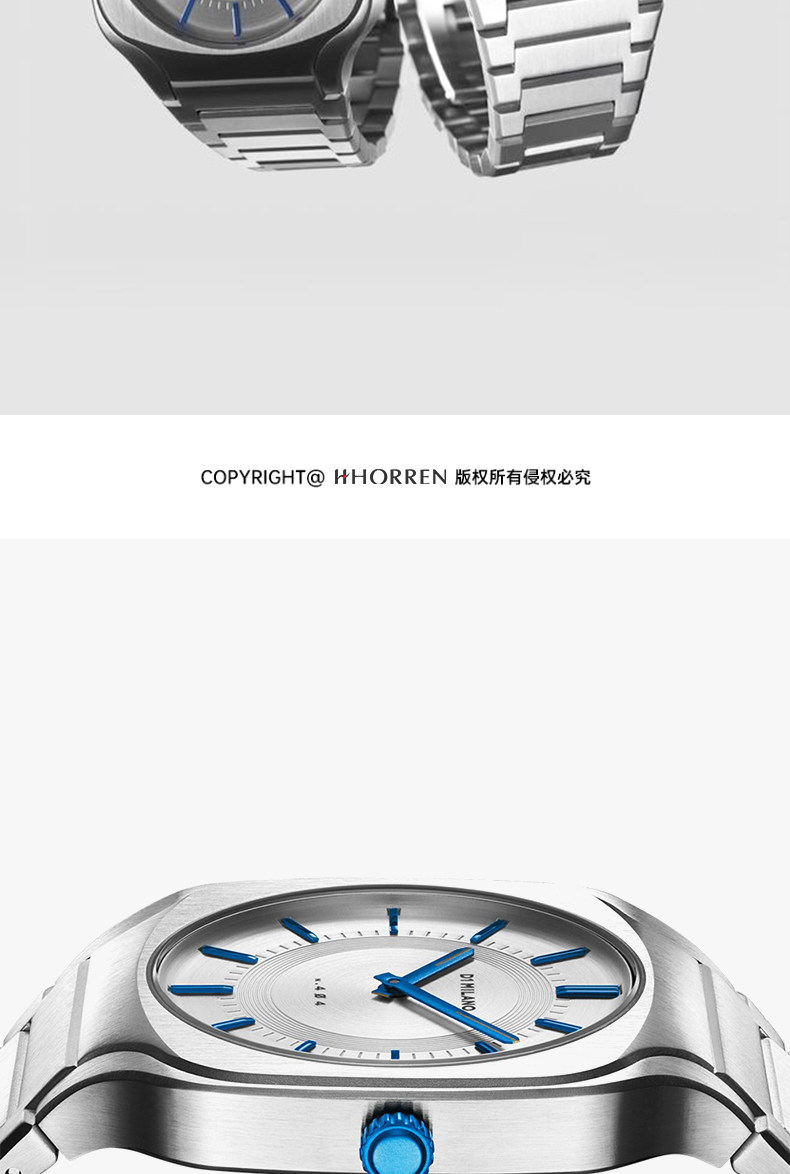 Часы Европа d1milano男silver square bracelet 37mm&horion不锈钢石英表