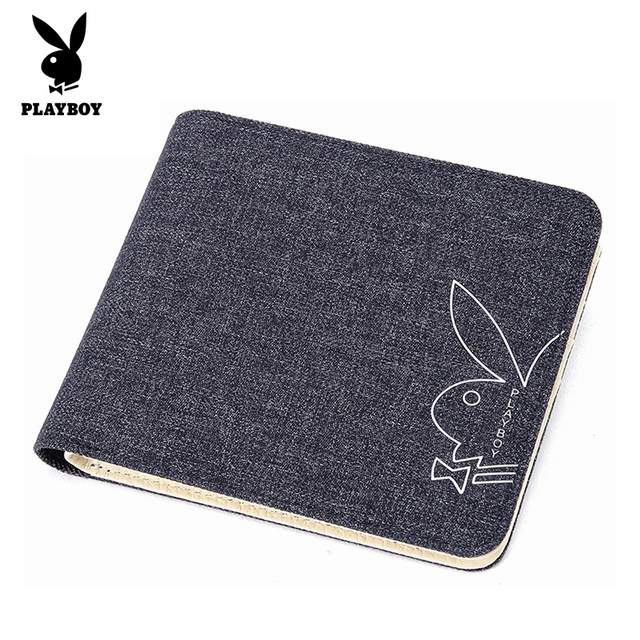 Playboy Official Flagship Store Authentic Men's Wallet Short Style New Canvas Casual Simple Coin Purse Wallet