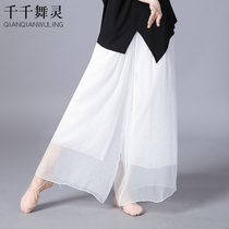 Dance practice pants loose and elegant double-layer wide-leg pants modern dance classical folk dance Chinese dance performance costume