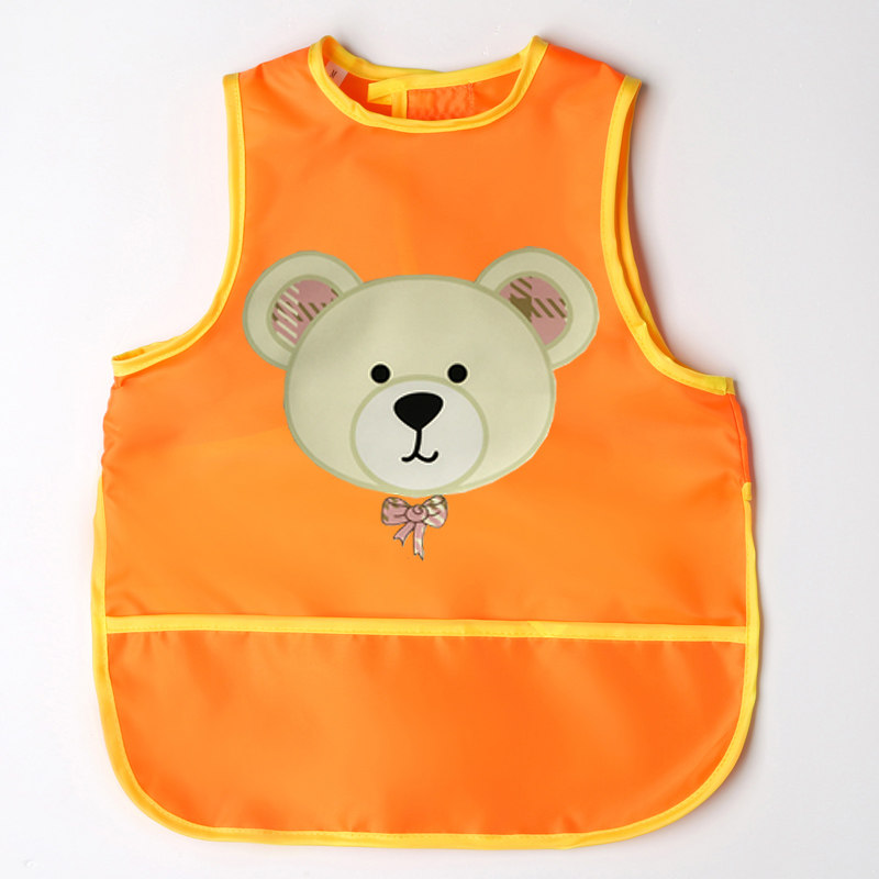 宝宝吃饭罩衣防水夏天无袖儿童围裙背心式幼儿园饭兜薄款婴儿围兜