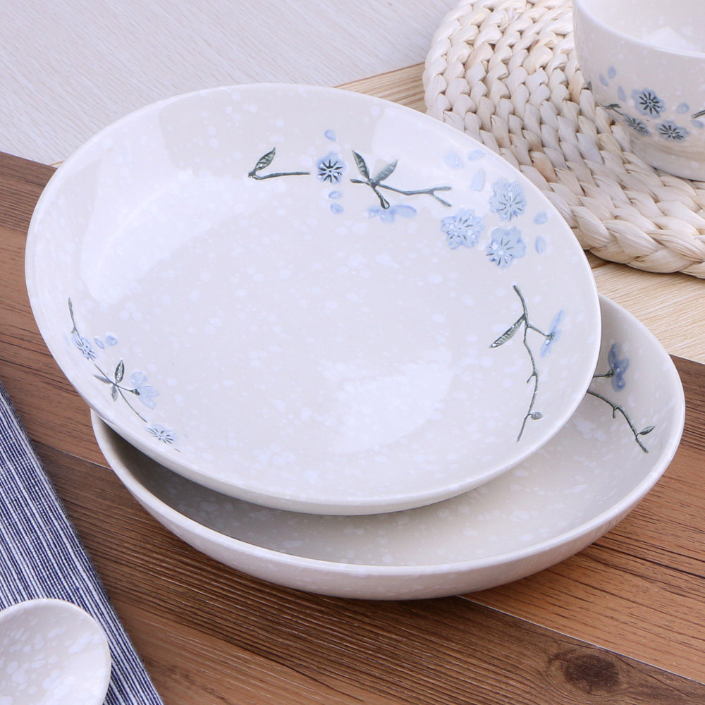 敏杨7.5英寸盘子(6只)雪花瓷日式餐具家用碟子微波炉菜盘子套装