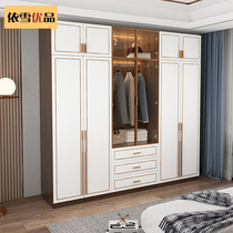 Modern minimalist home bedroom wardrobe light luxury glass door large wardrobe cloakroom locker sub-top cabinet combination