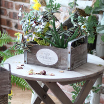 Garden groceries solid wood double ear handle lift box retro made of old decorative drawers emulated flower container box composite cover
