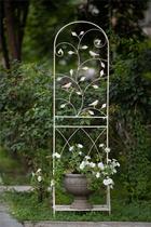 Outdoor Garden Iron Art Grocery Flower Pots Shelf With Base Eu Moon Season Iron Wire Lotus Climbing Rattan Frame Small Bird Flake Screen