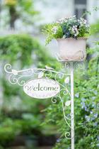 Florist Bar Restaurant Welcome Sign Iron Art Flower Pots Flower Racks Outdoor Garden Grocery Style Fields for Old Little Birds
