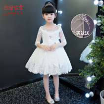 Childrens wedding dress Princess girl puffy yarn flower girl dress Female baby piano catwalk host performance spring and summer