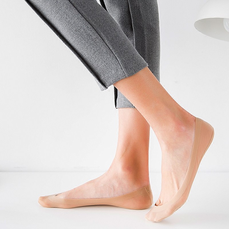 春夏季超浅口冰丝船袜硅胶防滑脚底袜