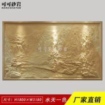 Artificial sandstone relief background wall Hotel lobby landscape relief mural Sandstone sculpture Wall hanging water and sky