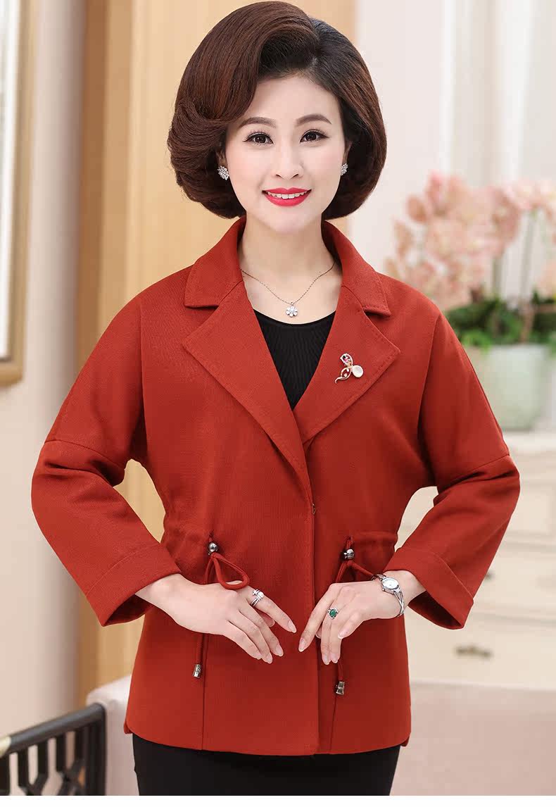 中年妈妈春装外套上衣气质短款40-50岁中老年女装薄款小西装宽松