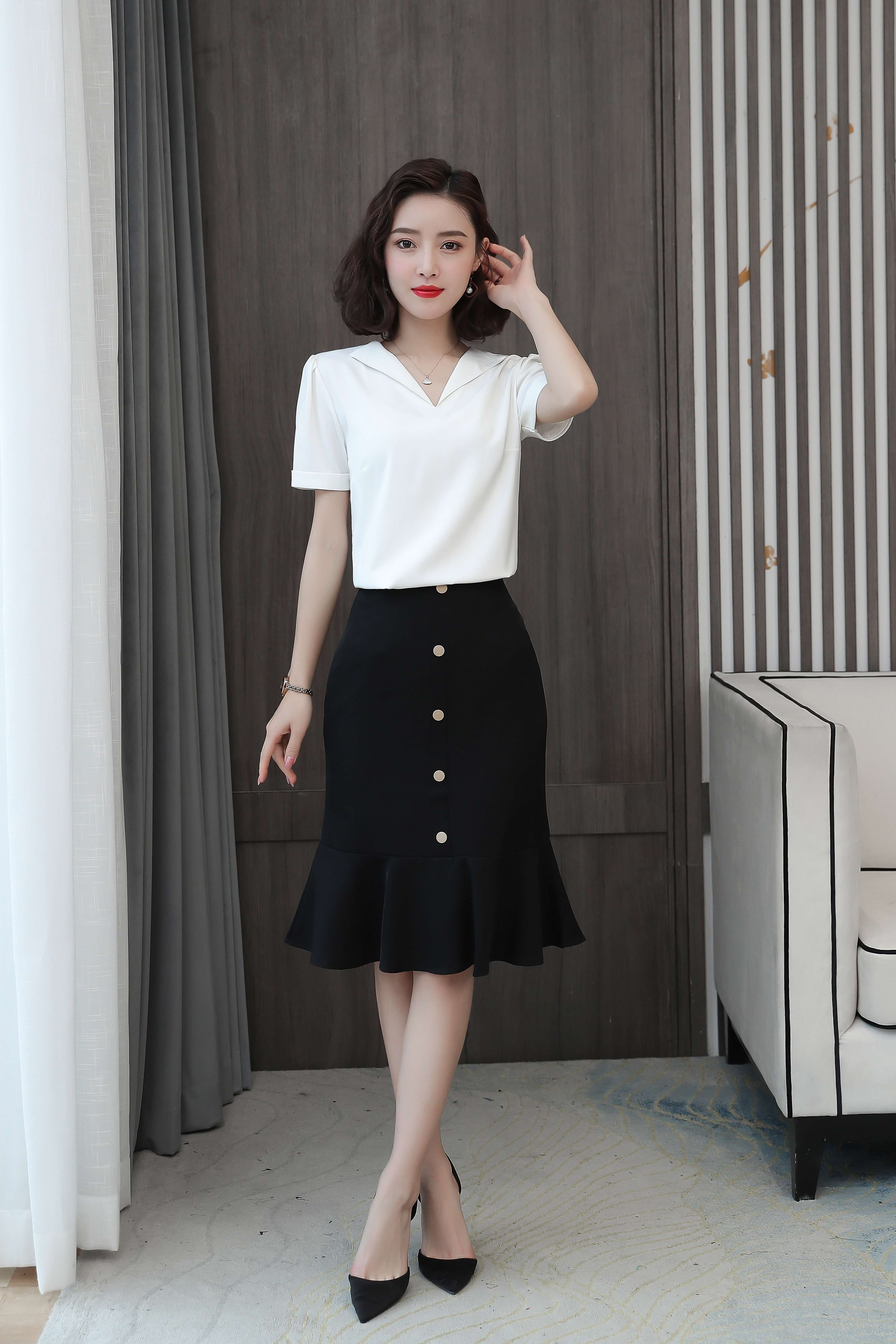 v领雪纺衫女短袖2020夏季夏装新款韩版宽松洋气女士上衣时尚小衫