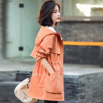 Even cap windsuit woman with medium length small sub 2021 spring autumn dress new Korean version loose temperament popular tooling jacket