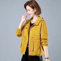 Casual Jacket Woman Spring Autumn 100 lap 2021 new small sub short piece tooling wind clothes minus age even cap jacket tide