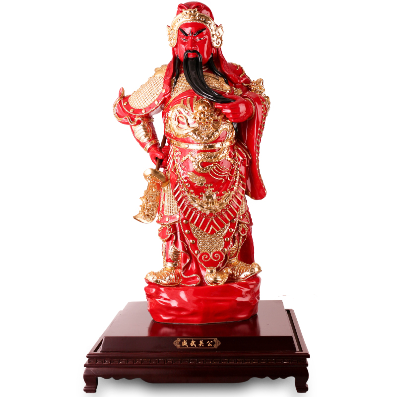 Really hold large duke guan wu mammon guan Sir Zhong paint line carve red ceramic home furnishing articles in plutus household adornment wind