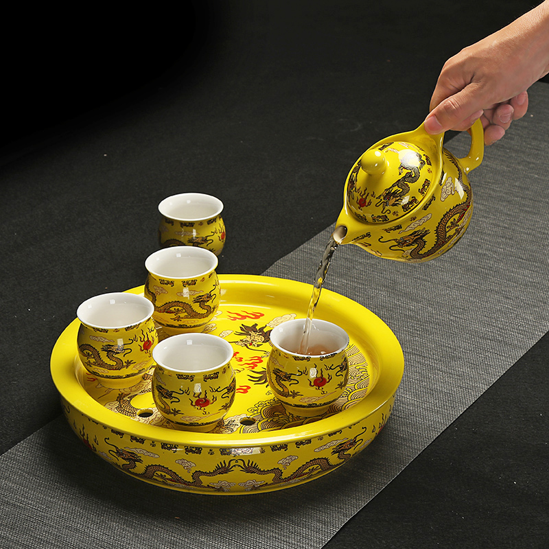 Really hold large heat insulation prevent hot double teapot teacup ceramic tea set a complete set of kung fu tea tray