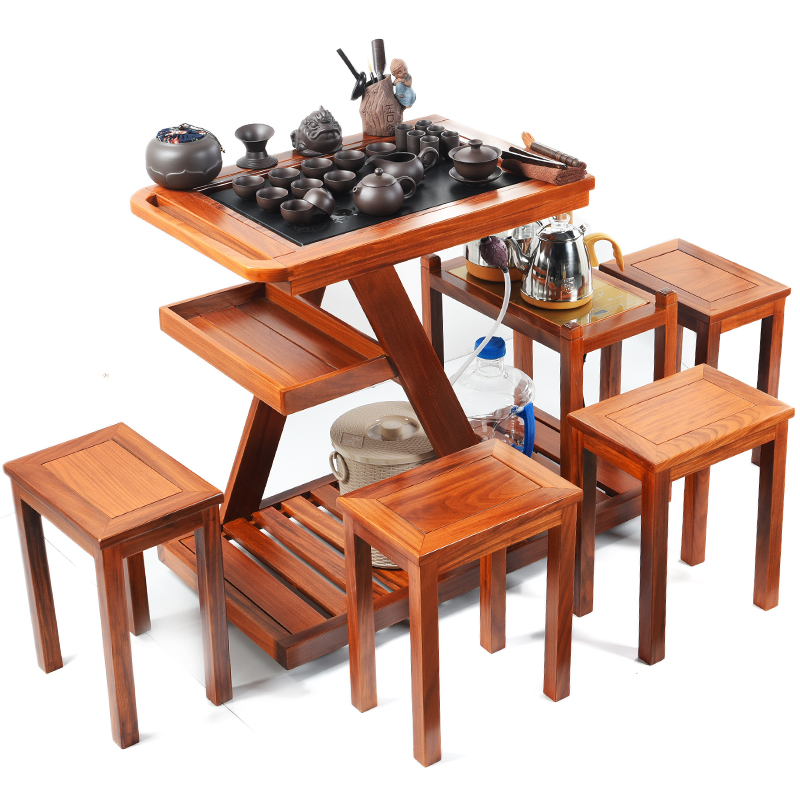 True to Chinese style tea tables and chairs the composite solid wood tea tea kungfu tea set tea tray table household