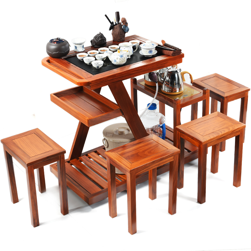 True to Chinese style tea tables and chairs the composite solid wood tea tea kungfu tea set tea tray table household