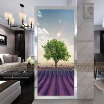 Fine art glass moving door entrance entrance decoration painted folding screen partition door double-sided view tempered Elk