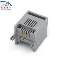 Network interface RJ11 telephone socket pcb-6p4cp gray all-plastic horizontal socket factory special sale