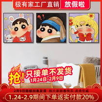 Children's room decorative painting cartoon cute girl bedroom bedside warm hanging painting boy's room crayon small new mural