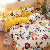Single-sided coral velvet quilt cover single piece plus velvet cotton AB version cotton flannel winter quilt cover 200x230 sheet